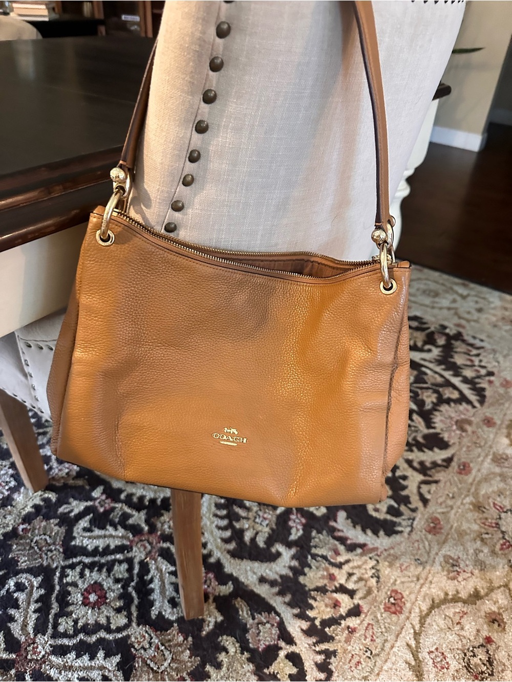 COACH MIA Brown Pebbled Leather Shoulder Bag